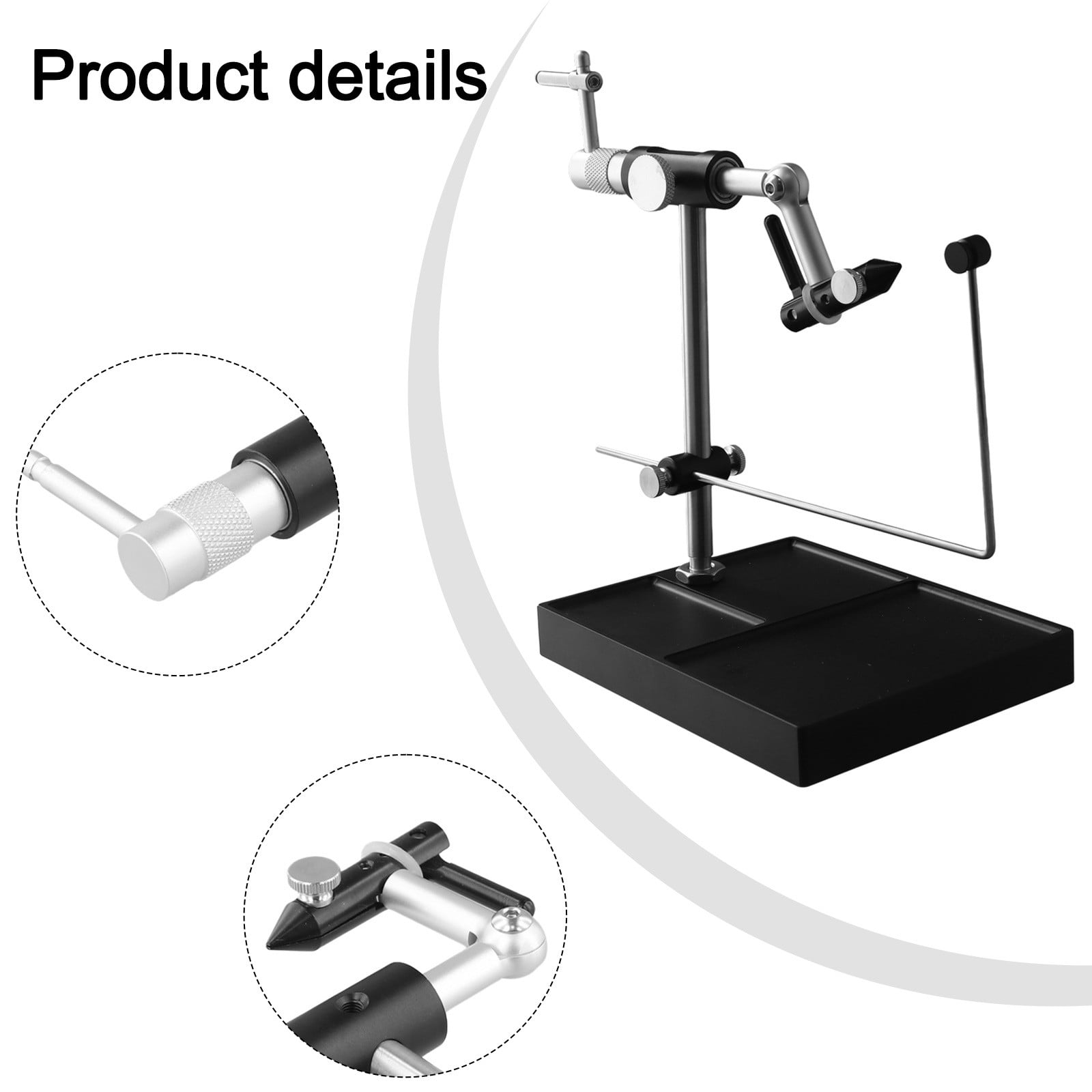 YAAQII for Premium Fly Tying Vise Rotary Tool with 360-Degree Rotation for Fishing Flies Jig Lures - Aluminum Alloy Base, Stainless Steel Construction, Bobbin Holder, Black 16x12x21cm