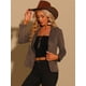 thumbnail image 4 of Chaqueta de Gamuza Sintética para Mujer Chaqueta de Cuero con Cuello de Solapa y 2 Botones marrón M, 4 of 5