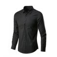 thumbnail image 3 of Camisa blanca de manga larga para hombre, camisa informal de negocios de Color sólido a la moda de estilo coreano, efecto adelgazante negro para hombre, 3 of 5
