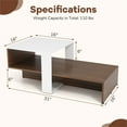 thumbnail image 3 of Modern Double Layered Dual Color Coffee Table | White & Brown Engineered Wood | 31" L x 16" W | 2-Tier Storage for Living Room, 3 of 9