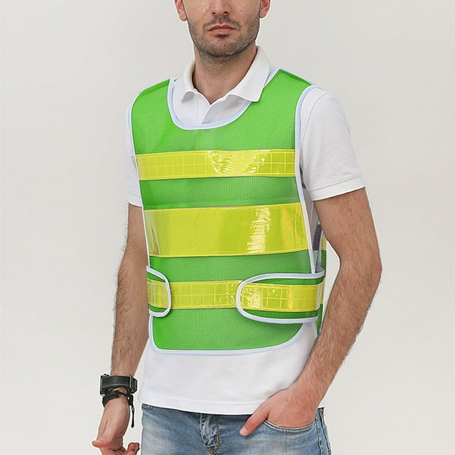 EGNMCR Débardeur à Col Rond pour Hommes, Débardeur Réfléchissant pour la Construction, Jardin la Nuit, Gilet de Protection Sans Manches Sans Chapeau Men Polyester Coat