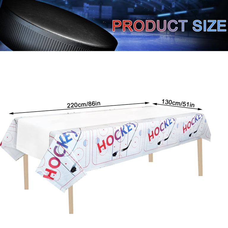 PIXHOTUL 4Pcs Hockey Tablecloths Hockey Rink Table Covers Hockey Party Decorations Kid S Hockey Fans Birthday Sports Day Party Disposable Plastic Par