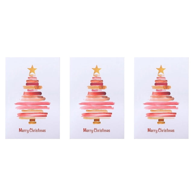 3PCS Living Christmas Tree Greeting Card 3 Pieces 4 Styles Per Set Individual Packaging Envelope Can Send Family Friends Colleagues Elders Children Wife