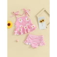 thumbnail image 3 of Bslissey Toddler Baby Girls Swimsuits Outfits Sleeveless Flower Print Layered Hem Tie Up Tops + Shorts 2Pcs Bikini Set Infant Cute Bathing Suit Beach Wear 3M-3T, 3 of 8