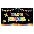 thumbnail image 2 of Back to School Party Decorations 1 Piece Polyester Backdrop Dorm Room Wall Decor Classroom Wall Decor Welcome Back to School Photo Props for Middle School High School Home Events, 2 of 5