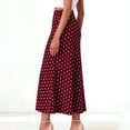 thumbnail image 5 of RYDCOT Women's Flowy Skirts Elastic High Waisted Polka Dot Printed Trendy Casual Skirts Wine, 5 of 6