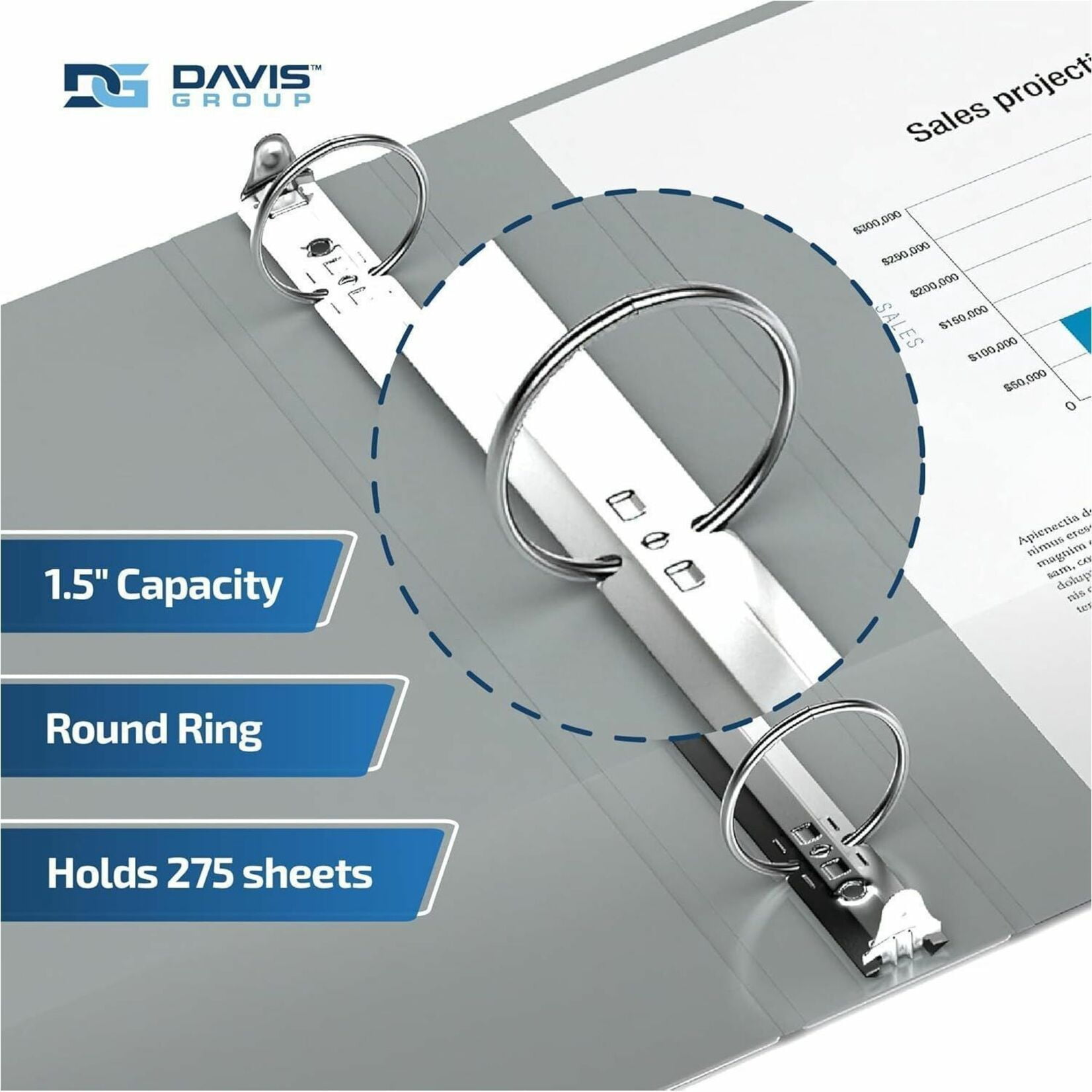 Davis Group Premium Economy, Round Ring, Binder, 6 Pack (Grey, 1.5")
