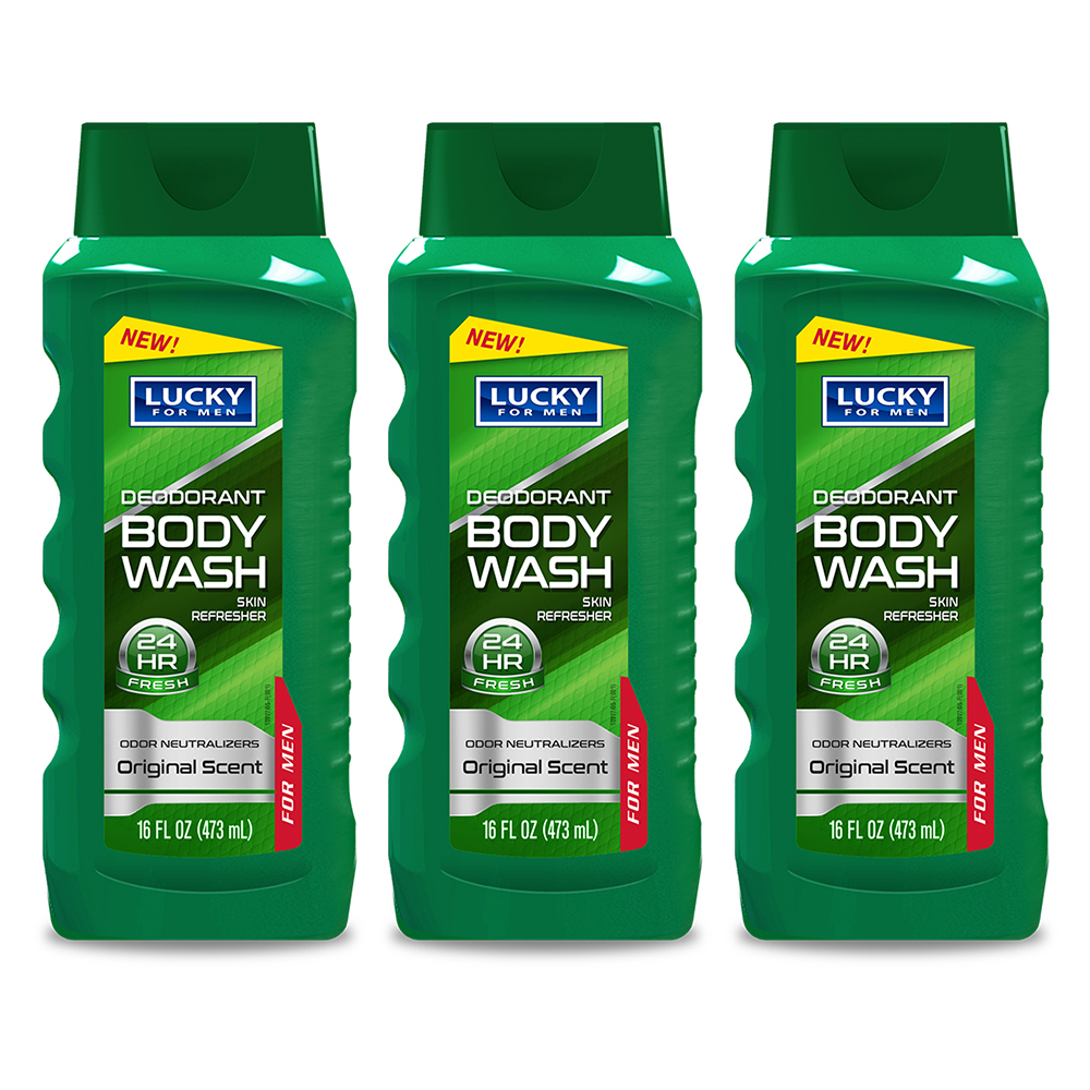 Lucky for Men Deodorant Body Wash. Skin Cleaner, Refresher and Odor