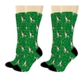 thumbnail image 1 of ThisWear Dog Paw Socks Beagle Dog Gifts Beagle Mom Dad Gifts Dog Green Gifts 2-Pair Green Novelty Crew Socks, 1 of 5