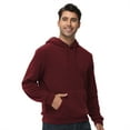 thumbnail image 5 of QPNGRP Men's Pullover Hoodies Plaid Long Sleeve Drawstring Casual Hooded Sweatshirts with Kanga Pockets Burgundy S, 5 of 6