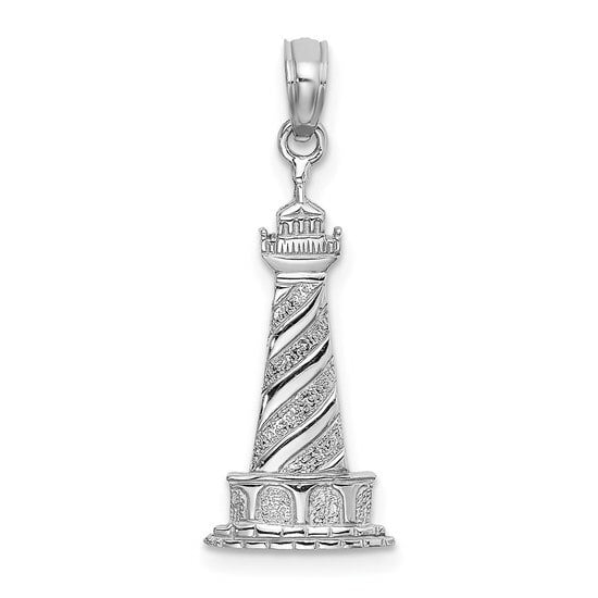 Sterling Silver Girls .8mm Box Chain 3D Lighthouse Cottage Pendant Necklace