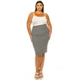 thumbnail image 5 of MOA COLLECTION Women's Plus Size Solid Pencil Skirt with Banded Waist - Stretchy, 5 of 7