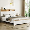 thumbnail image 6 of Full Size Bed Frame with USB and Type-C Charging, LED Headboard, Storage Platform Bed, Antique White Farmhouse Style, No Box Spring Needed, 6 of 6