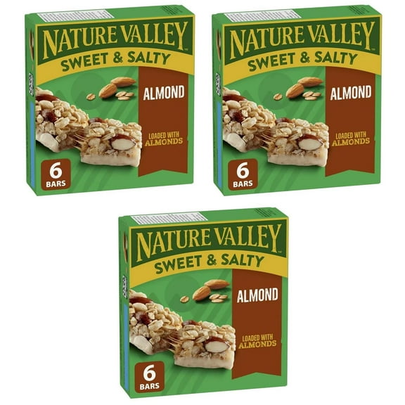 Nature Valley Granola Bars, Sweet and Salty Nut, Almond, 6 Bars, 210g (3 Pack)