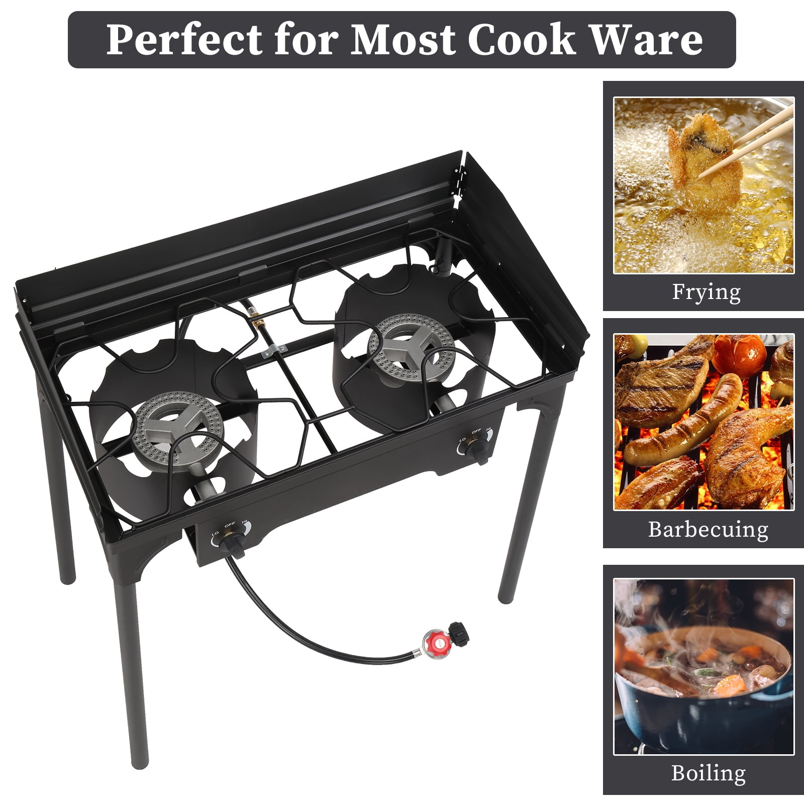Winado Propane Burner  2 Burner Outdoor Stove Camping Burner w/ Wind Panel,150,000-BTU