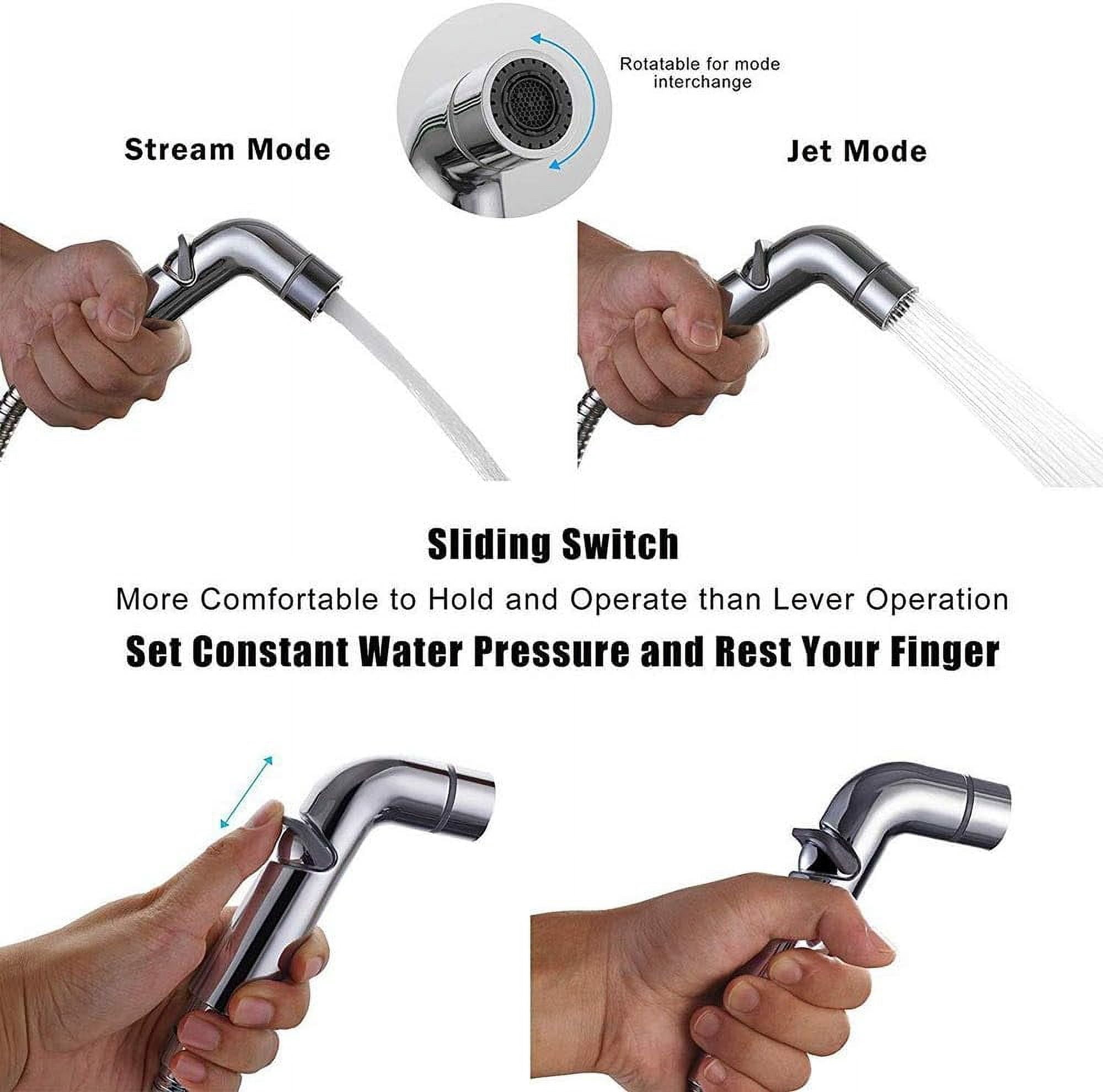 Bidet Sprayer for Toilet Chrome Dual Function Cloth Diaper Washer Set Wall Mounted Hand Held Bidet Spray Kit with Cold Water for Personal Hygiene,Without Holder