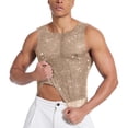 thumbnail image 6 of Alkepwun Tank Tops for Men Sparkly Sheer Sexy Mesh Rhinestone Muscle Shirts Summer Sleeveless Round-Neck Party Nightclub Top, 6 of 7