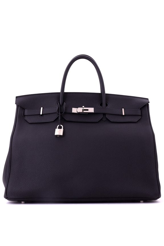Pre-Owned Birkin Handbag Noir Togo with Palladium Hardware 40 By Rebag