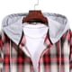 thumbnail image 4 of Camisas Para Hombre Talla Extra Hombres Hombres Camisa casual con estampado a cuadros Cuello con capucha Camisa de manga larga Blusa (Red, XL), 4 of 7
