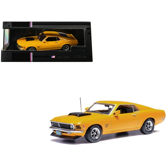 1970 Ford Mustang Boss 429 Bright Yellow with Black Hood Scoop 1/43 Diecast Model Car by IXO Models