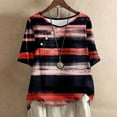 thumbnail image 2 of LYXSSBYX Linen Shirts for Women Women's Casual Round Neck Casual Button Printed Short Sleeve Blouse Short Sleeve Round Neck Blouse/Shirt, 2 of 5