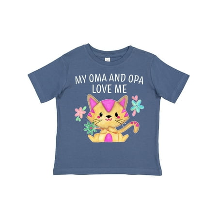 

Inktastic My Oma and Opa Loves Me with Cute Kitten and Flowers Gift Toddler Boy or Toddler Girl T-Shirt