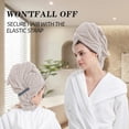 thumbnail image 4 of Toalla de microfibra para secar el cabello con correa elástica. Turbante de secado rápido para cabello mojado, largo, grueso y rizado. Toallas súper suaves para secar el cabello., 4 of 9
