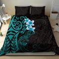 thumbnail image 4 of Nueva Zelanda Tuatara Plumeria Juego de cama Maori Teal Koru Tribal Tattoo LT01, 4 of 6