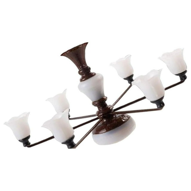 ZheElen Trendy Chic Miniature Chandelier Ceiling Lamp Model Layout Decor Accessories Bronze White Light 8.2x4.5cm 1Set