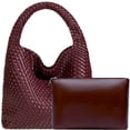 thumbnail image 1 of Bolso de mano tela a mano de piel vegano para mujer, bolso de mano con asa superior para las axilas con bolso, Ankela Red, 1 of 5