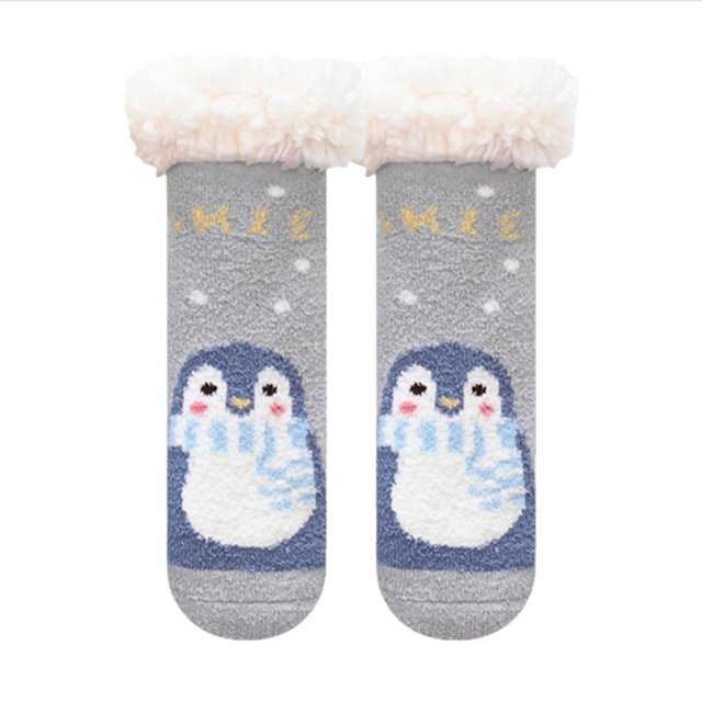 Kids Socks Christmas Cartoon Fuzzy Warm Fleece Non Slip Winter Slipper Socks GY1 4-7 Years
