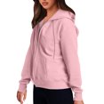 thumbnail image 6 of Qwertyu Women's Oversized Zip Up Hoodie Lightweight Thin Long Sleeve Hooded Sweatshirt with Pockets Pink L, 6 of 8