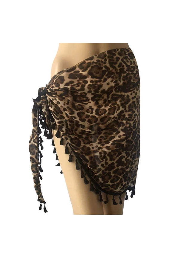 Women's Beach Skirt Tassels Headwrap Hip Wrap Skirt with Fringes for Vacation and Pool Relaxation Color 4