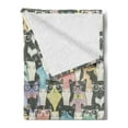 thumbnail image 2 of Funny Cartoon Soft Flannel Fleece Throw Blanket, Theme of Playful Hipster Cats with Glasses Colorful Dotted Designed Print, Cozy Plush for Indoor and Outdoor Use, 50" x 70", Multicolor, by Ambesonne, 2 of 5