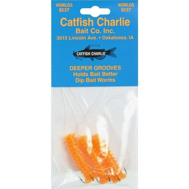 DBG 3 02 Wild Cat Dip Bait Rigged Worm 3 Pack Orange