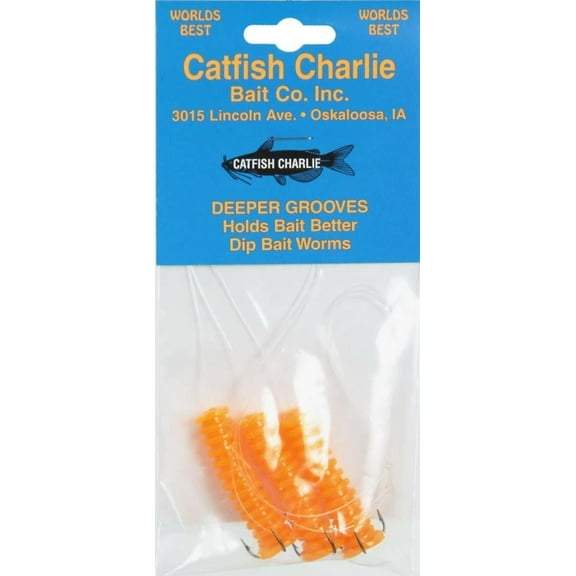 DBG 3 02 Wild Cat Dip Bait Rigged Worm 3 Pack Orange