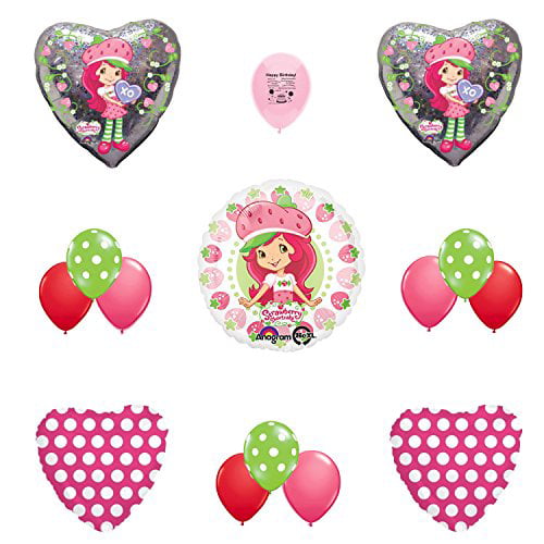 STRAWBERRY SHORTCAKE BALLOONS WITH STICKS SET OF 10 BIRTHDAY PARTY SUPPLIES