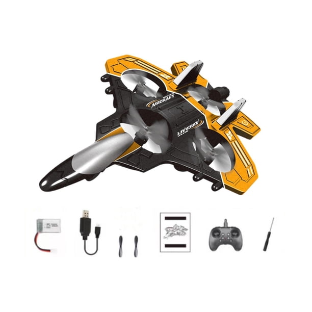 Avión de Control Remoto RC para Niños Ligero con Luces Y de Espuma Resistente para Regalo de Cumpleaños Apto para Interior Y Exterior Amarillo
