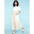 thumbnail image 6 of Made by Johnny Women's Casual Loose Washed Linen Wide Leg Pants with Pockets and Drawstring L WHITE, 6 of 6