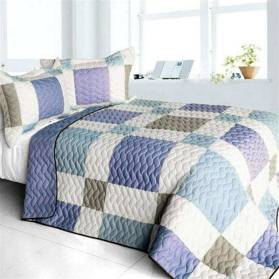 Pure Willing - 3 Pieces Vermicelli - Quilted Patchwork Quilt Set Full & Queen Size - Multicolor