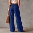 thumbnail image 6 of Women's Pants Plus Size Petite Summer Loose Casual High Waisted Elastic Waistband Pocket Straight Leg Cropped Pants, 6 of 8