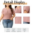 thumbnail image 5 of Cuteduck Womens Plus Size Short Sleeve Henley V-Neck Button Top Lace Textured Blouse 1X-5X, 5 of 9