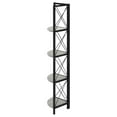 thumbnail image 5 of JERFIT 4 Tier Corner Bookshelf with X-Design Metal Frame, Grey Laminated Shelves for Living Room, Bedroom & Office Storage, 5 of 10