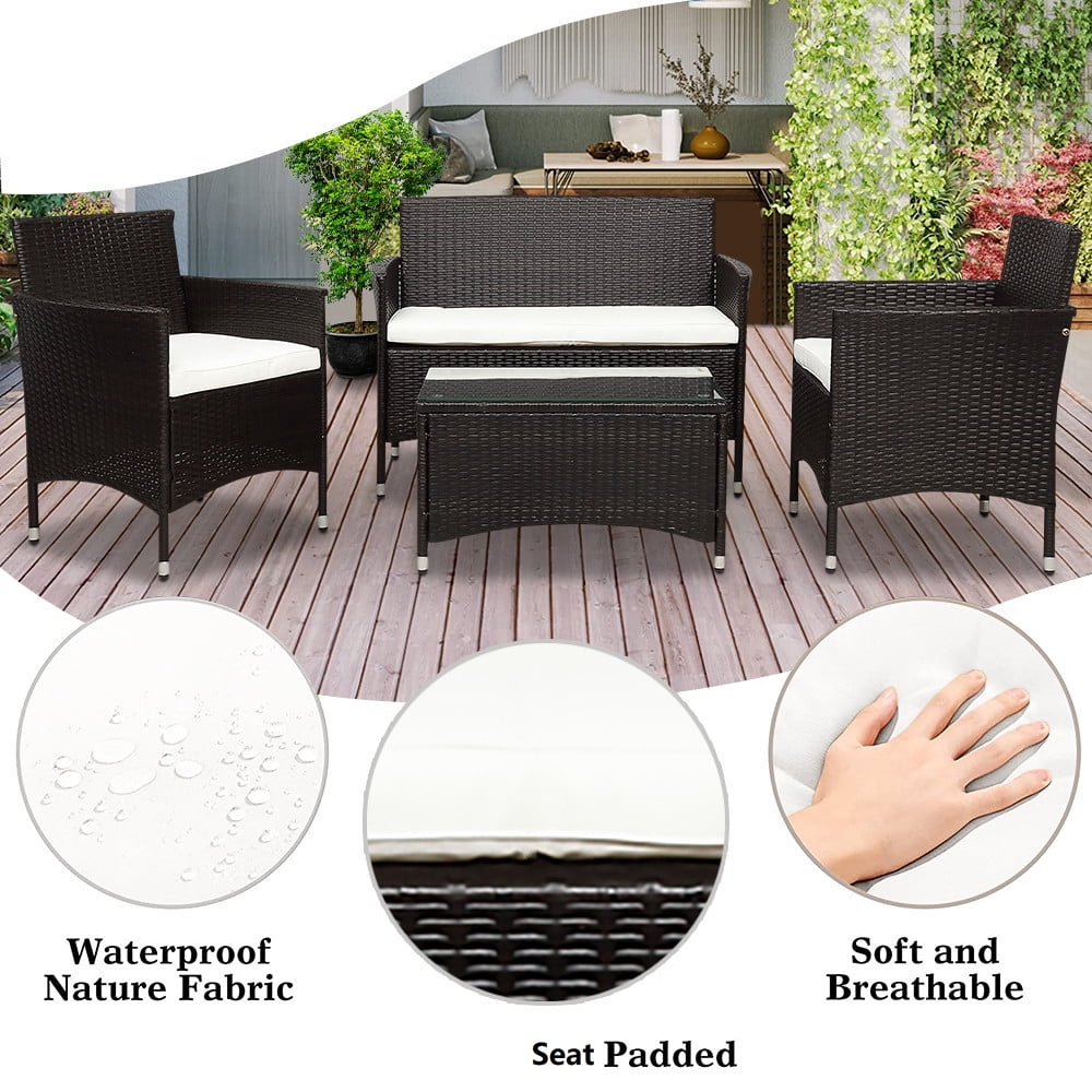 Buy Wicker Patio Sets on Clearance, 4 Piece Outdoor Conversation Set ...