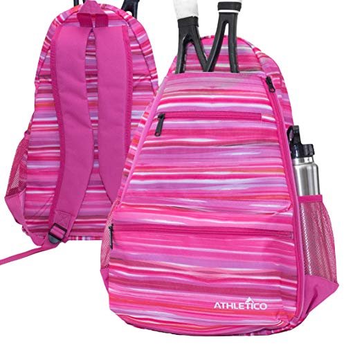 Bolso tenis Athletico City - Mochila hombres y mujeres, 2 raquetas, zapatos - Bolsos con soporte p/ raquetas, tenis, pickleball, squash, bádminton - Bolsos mujeres (rosa)