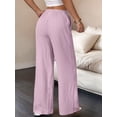 thumbnail image 6 of Women'S Palazzo Pants Summer High Waisted Wide Leg Drawstring Flowy Beach Trousers with Pockets Navy Blue M, 6 of 7