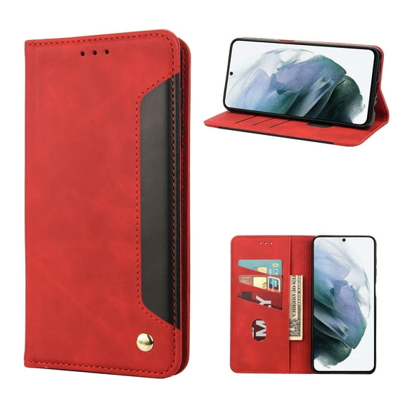 Galaxy S22 Case - TECH CIRCLE [Magnetic Closure] Protective Wallet Flip Lightweight Classic Cover Case with Card Holders for Samsung Galaxy S22 (6.1 Inch) 2022 Release, Red