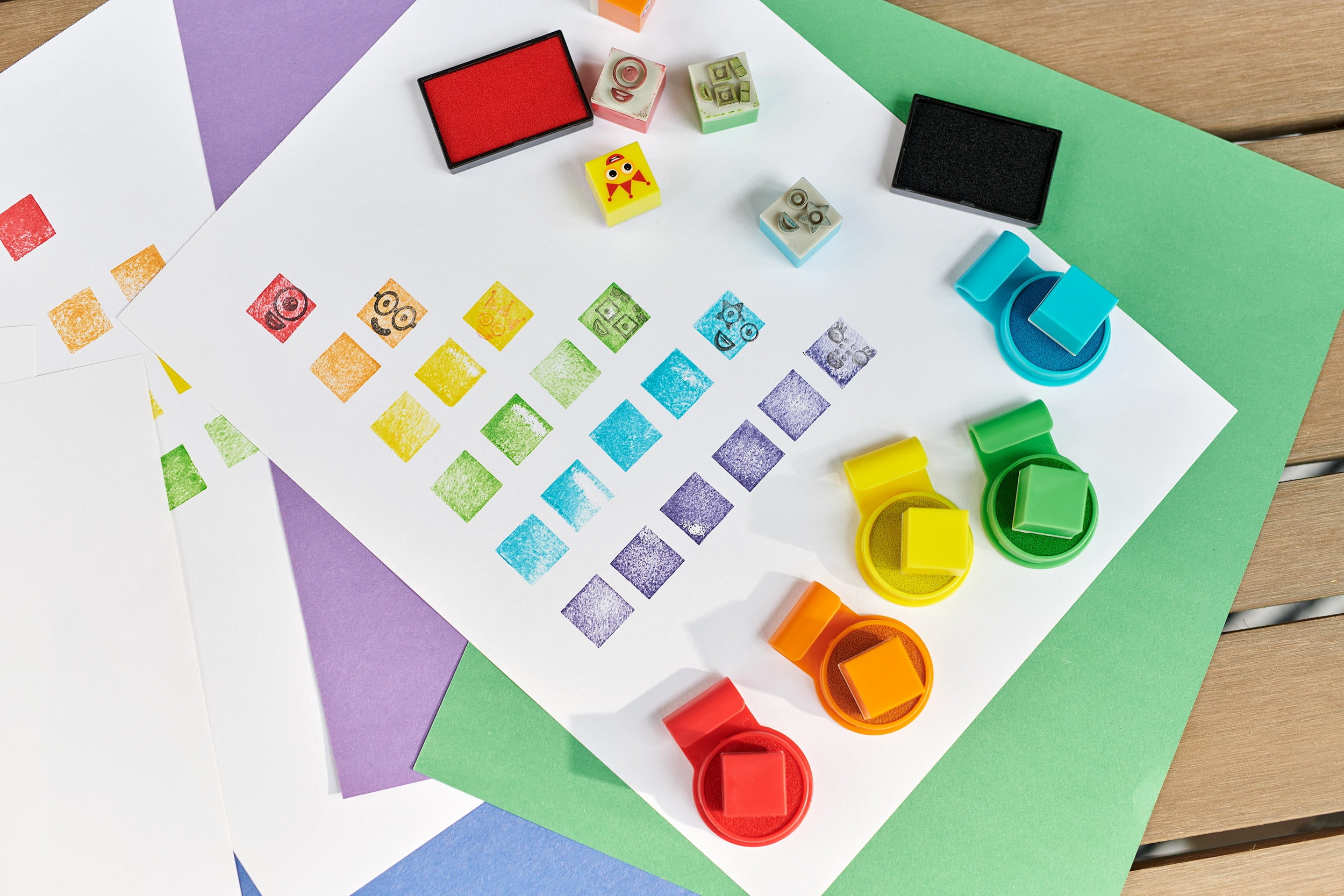 hand2mind Numberblocks® Stampoline Park Stamp Activity Set (20 Stamps, 12 Washable Ink Pads)
