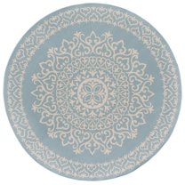 SAFAVIEH Beach House Lynette Medallion Indoor/Outdoor Area Rug, Cream/Aqua, 8' x 8' Round