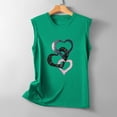 thumbnail image 4 of Jewelreauty Women Crew Neck Tank Tops Casual Sleeveless Cute Heart Print T-Shirts Summer Loose Lightweight Tee (L, E Green), 4 of 5
